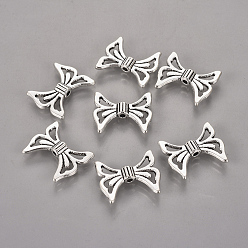 Antik Silber Farbe Tibetischer stil legierung perlen, Cadmiumfrei und Nickel frei und Bleifrei, Schmetterling, Antik Silber Farbe, 20x17x4 mm, Bohrung: 2 mm
