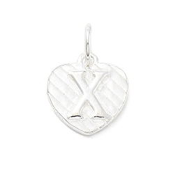 Letter X 925 серебряное сердце с подвесками в виде заглавных букв, с прыжковых колец, серебро , Письмо X, 11.5x10.5x1.5 мм, отверстие : 4 мм