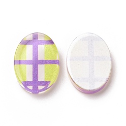 Medium Orchid Transparent Acrylic Cabochons, for Earrings Accessories, Oval with Tartan Pattern, Medium Orchid, 18.7x13.8x3.3mm