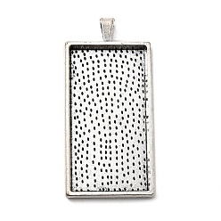 Античное Серебро Сеттинги для кулона(кабошонов), сплав, чашки безель с краями, без кадмия и без свинца, прямоугольные, античное серебро, 59x28.4x4.8 мм, отверстие : 8x4 мм, лоток : 47x24 мм