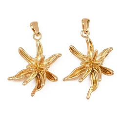 Золотой 304 подвески из нержавеющей стали, цветочный шарм, золотые, 35x25x8 мм, отверстие : 6.5x3 мм