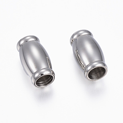 Stainless Steel Color Tarnish Resistant 304 Stainless Steel Magnetic Clasps with Glue-in Ends, Oval, Stainless Steel Color, 17x10mm