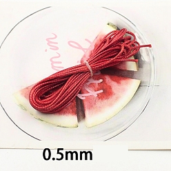 Cerise Waxed Polyester Cord, Round, Cerise, 0.5mm, 5m/bundle