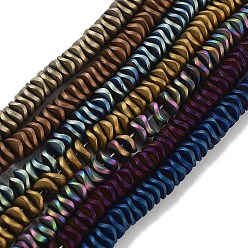 (52) Непрозрачная лаванда Гальванические нити из синтетических немагнитных гематитовых бусин, волнистый диск, матовый стиль, разноцветные, 4x1.5 мм, отверстие : 1 мм, около 306 шт / нитка, 16.30'' (41.4 см)