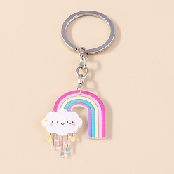 Белый Акриловый брелок с подвеской в виде радуги, железный брелок для ключей, белые, 8 см