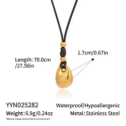 Teardrop Регулируемые 304 подвески из нержавеющей стали с черными веревками для женщин, золотые, слеза, 27.56 дюйм (70 см)