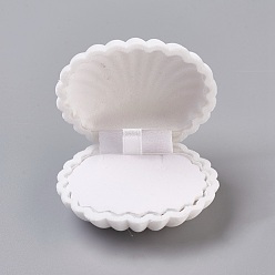 White Velvet Necklace Boxes, Shell Shape, Jewelry Box for Girls, Gift Box, White, 5.3x5.85x2.9cm