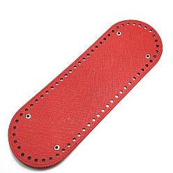 Красный Pu leahter вязание крючком сумки дно, аксессуары для замены основания формирователя мешков, овальные, красные, 30x10 см, отверстие : 5 мм