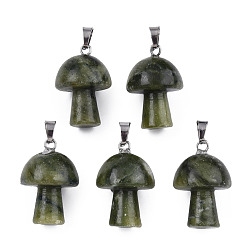 Southern Jade Подвески из натурального южного нефрита, с защелкой из нержавеющей стали на поручнях, грибовидный, 24~25x16 мм, отверстие : 5x3 мм