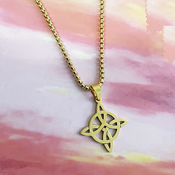 Золотой Ожерелья из нержавеющей стали с подвеской в виде узла викинга, золотые, 19.69 дюйм (50 см)