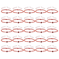 Красный Агат Плетеные браслеты из нейлоновой нити, с бисером и натуральным сердоликом (окрашенный и подогретый), 1-3/4 дюйм ~ 3-1/8 дюйм (4.5~8 см)