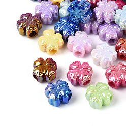 (52) Непрозрачная лаванда Непрозрачные акриловые бусины с УФ-покрытием, радужный, клевер, разноцветные, 12.5~13x13x8 мм, отверстие : 3.6 мм