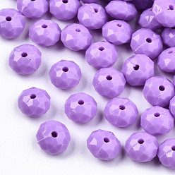 Темная Орхидея Непрозрачные акриловые бусины, граненые, рондель, темные орхидеи, 8x5 мм, Отверстие : 1.2 мм , около 2900 шт / 500 г