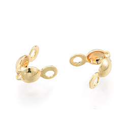 Настоящее золото 18K Латунной шариковой советы, без никеля , Калотте заканчивается, крышка раскладушки, реальный 18 k позолоченный, 7.5x3.5 мм, отверстие : 1.5 мм