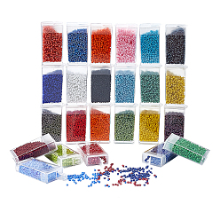 Mixed Color Glass Seed Beads, Opaque Colors Lustered, Round, Mixed Color, 12/0, 1.8~2mm, Hole: 0.8~1mm, 24colors, about 800pcs/color