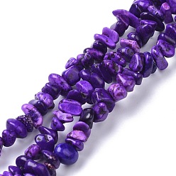 Индиго Бусины из натурального магнезита, окрашенные, чип, индиговые, 6~10x6~10x3~4 мм, отверстие : 0.5~0.7 мм, 15.55''~16.54'' (39.5~42 см)