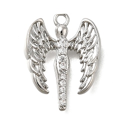 Платина Латунные микро проложить кубического циркония подвески, угловые прелести, платина, 17x13.5x3.5 мм, отверстие : 1.5 мм