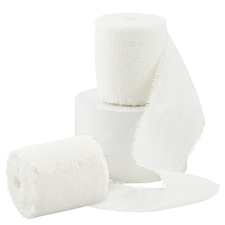 Белый 5 ярдов хлопчатобумажных льняных лент с необработанным краем, бахрома лента для подарочных аксессуаров для волос своими руками, декор одежды, белые, 1-3/4 дюйм (44.5 мм)