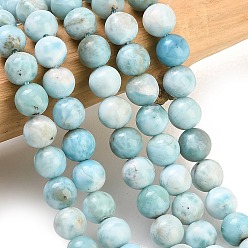 Larimar Natural Larimar Beads Strands, Smooth Round, 6.5~7.5mm, Hole: 1mm, about 63pcs/strand, 15.35~15.55''(39~39.5cm)