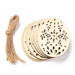 Flower DIY Egg Shape Handmade Hollow Out Graffiti Wood, Easter Theme Pendant Decorations, Flower Pattern, 8x6x0.2cm, Hole: 3.2mm, 10pcs/set