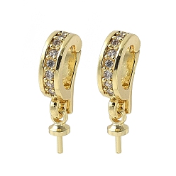 Настоящее золото 18K Латунные микропроволочные кубические циркониевые подвески, без свинца и без кадмия, долговечный, стойки покрытие, реальный 18 k позолоченный, 16.5x9x3 мм, штифты : 0.5 мм
