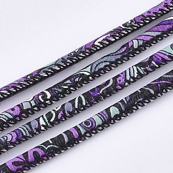 Blue Violet Round PU Leather Cords, Totem Pattern, Blue Violet, 3mm, about 10.93 yards(10m)/roll