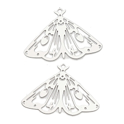 Нержавеющая Сталь Цвет 201 подвески из травленого металла из нержавеющей стали, очарование мотылька, цвет нержавеющей стали, 24.5x35.5x0.5 мм, отверстие : 1.8 мм