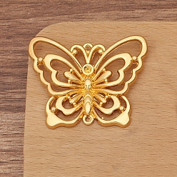 Золотой Сплавочные подвески для размещения стразов, бабочка, золотые, 37x46 мм