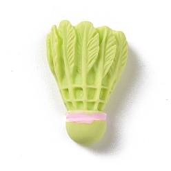 Зелено-Желтый Непрозрачные аксессуары из смолы украшения кабошоны из смолы для бадминтона, зеленый желтый, 25.5x16.5x11 мм