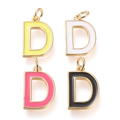 Letter D Messing Emaille-Anhänger, mit Sprungring, langlebig überzogen, echt 18 k vergoldet, letter.d, Gemischte Farbe, letter.d, d: 17x11x1.8mm, Biegeringe: Innendurchmesser: 3 mm
