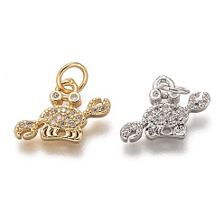 (52) Непрозрачная лаванда Латунные микропаве прозрачные кубические циркониевые подвески, долговечный, с целью перехода в кольце, краб, разноцветные, 10x14x2 мм, Перейти кольцо: 5x1 мм, 3 мм внутренним диаметром