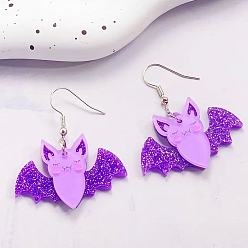 Bat Акриловые серьги болтаться, летучая мышь, 45 мм