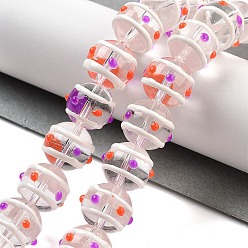 Темно-Оранжевый Стеклянные бусины с эмалевыми нитями, бусины ручной работы, круглые, темно-оранжевый, 12 мм, отверстие : 1.5 мм, около 30 шт / нитка, 13.58'' (34.5 см)