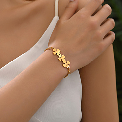 Золотой 201 браслеты-цепочки Фигаро из нержавеющей стали, браслеты с клеверными звеньями для женщин, золотые, внутренний диаметр: 7-7/8 дюйм (20 см)