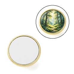 Золотой Заготовки для брошей с сублимационной печатью на тему футбольного сезона, Плоские круглые основания для значков из сплава с алюминиевыми листами., золотые, 25 мм, лоток : 22.5 мм
