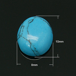 Synthetic Turquoise Gemstone Cabochons, Turquoise, Dayed, Oval,  Sky Blue, 10x8x3mm