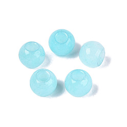Голубой Натуральный белый нефрит европейский бисер, гладкий круглый, бусины с большим отверстием, окрашенные, голубой, 10~10.5x9~9.5 мм, отверстие : 4 мм