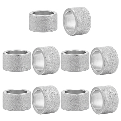 Matte Stainless Steel Color 304 Проставки из нержавеющей стали с текстурой, бусины с большим отверстием, колонка, матовый цвет нержавеющей стали, 10x6 мм, отверстие : 7.3 мм