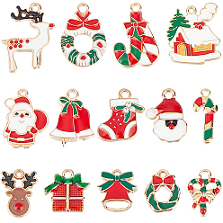 (52) Непрозрачная лаванда 56 шт 14 стиль подвески из сплава эмали, на Рождество, разнообразные, золотой свет, разноцветные, 15~24x9~19x1~4 мм, отверстие : 1.4~2 мм, 4 шт / стиль