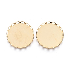 Золотой 304 Настройки нержавеющей стали кабошон, кружева края ободок чашки, плоско-круглые, золотые, лоток: 20 мм, 21x3 мм