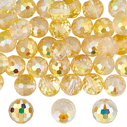 Желтый 80стеклянные бусины с цветным покрытием AB, граненые круглые, желтые, 10x9 мм, отверстие : 1.5 мм