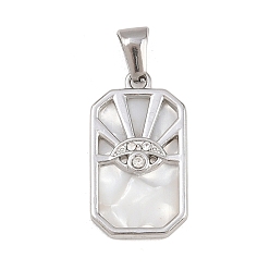 Нержавеющая Сталь Цвет 303 подвески из нержавеющей стали, многоугольник с амулетами от сглаза, горный хрусталь и эмали, цвет нержавеющей стали, 23x13x2.5 мм, отверстие : 5.5x2.7 мм