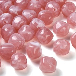 Pink Двухцветные непрозрачные акриловые бусины, Стиль имитация драгоценных камней, самородки, розовые, 17.5x18.5x17 мм, отверстие : 2 мм, Около 170 шт / 500 г