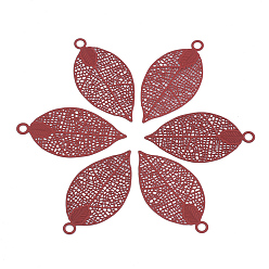 Красный 430 из нержавеющей стали филигранные подвески, окрашеные, гравированные металлические украшения, лист, красные, 38x19x0.4 мм, отверстие : 2.4 мм