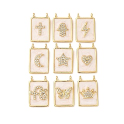 Mixed Shapes Латунные микро проложить кубического циркония подвески, с эмалью, без кадмия и без свинца, реальный 18 k позолоченный, стойки покрытие, долговечный, разнообразные, 18x11.5x2.5 мм, отверстие : 1.2 мм