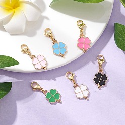 (52) Непрозрачная лаванда Подвесные украшения из эмали из сплава клевера, с 304 из нержавеющей стали Lobster Claw застежками, разноцветные, 31 мм