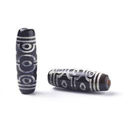 10-Глаз Тибетский стиль 10 бусины дзи, Природные Агат, окрашенная и подогревом, рис, 29.5~31x10~12 мм, отверстие : 1.5~2.8 мм