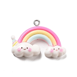 Радуга Подвески из смолы, с железной платиной петлей, радуга, 23x32x8 мм, отверстие : 2 мм