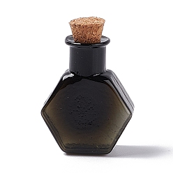 Черный Шестигранный кукольный домик миниатюрные стеклянные пробки бутылки орнамент, стеклянные пустые бутылки желаний для украшения кукольного дома, чёрные, 3 см, Бутылка: 25x20.5x8.5 мм