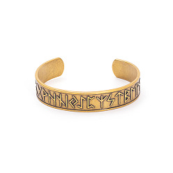 Античное Золото Браслеты-манжеты из нержавеющей стали с гравировкой рун викингов, античное золото , внутренний диаметр: 304 дюйм (2.56 см)